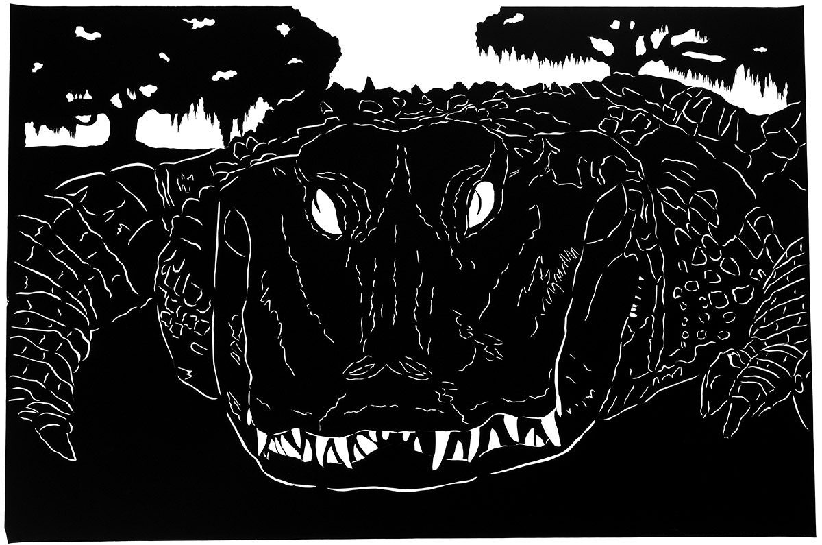 Alligator art by silhouette artist Clay Rice