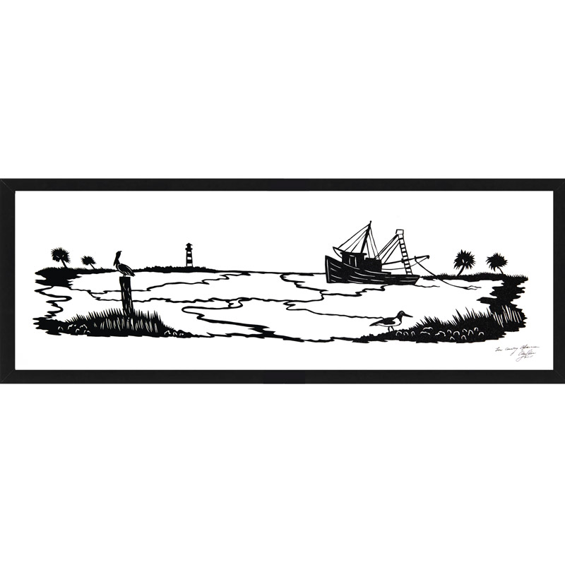 Lowcountry Afternoon silhouette art by Clay Rice framed print