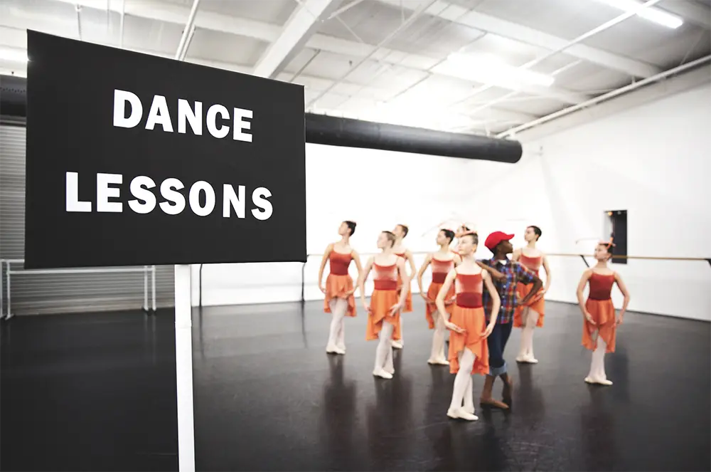 Performers rehearsing for Aunts n' Uncles ballet adaptation