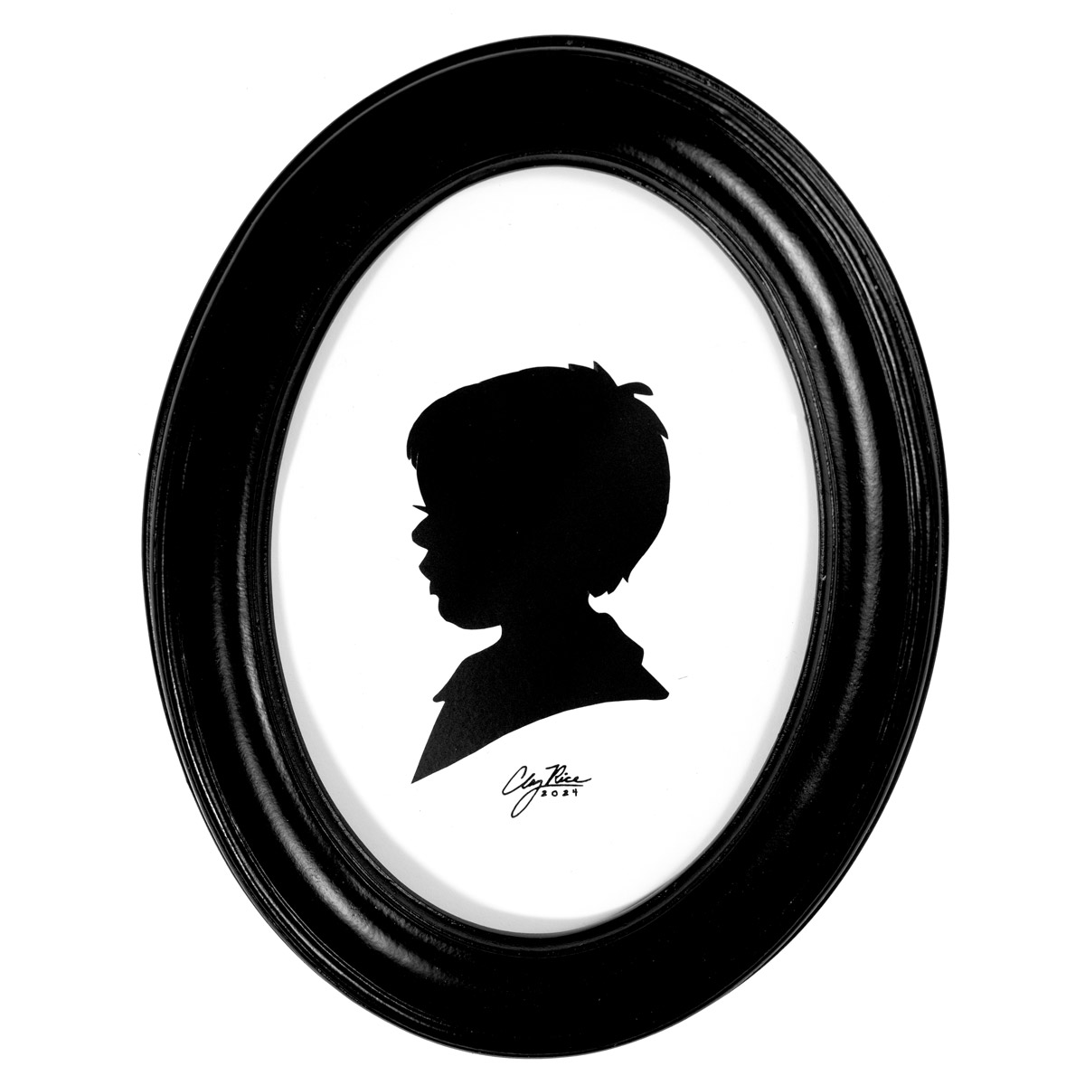 Oval Frame Black - Clay Rice Silhouette Art