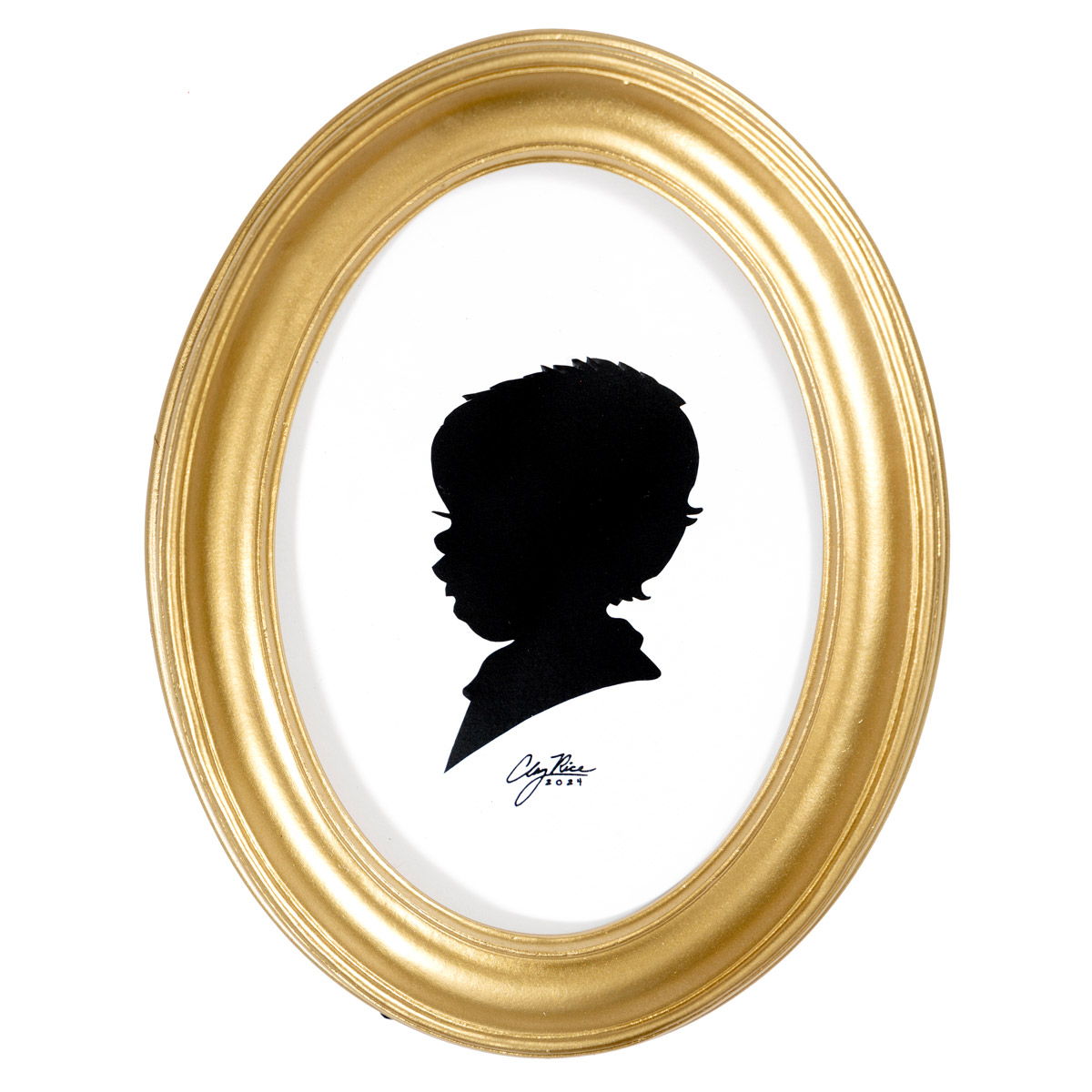 Oval Frame Gold - Clay Rice Silhouette Art